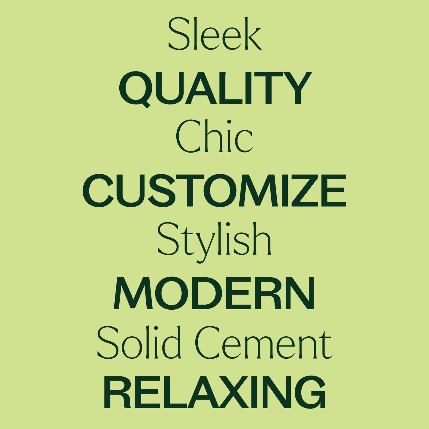 sleek, chic, stylish, solid cement, quality, customize, modern, relaxing